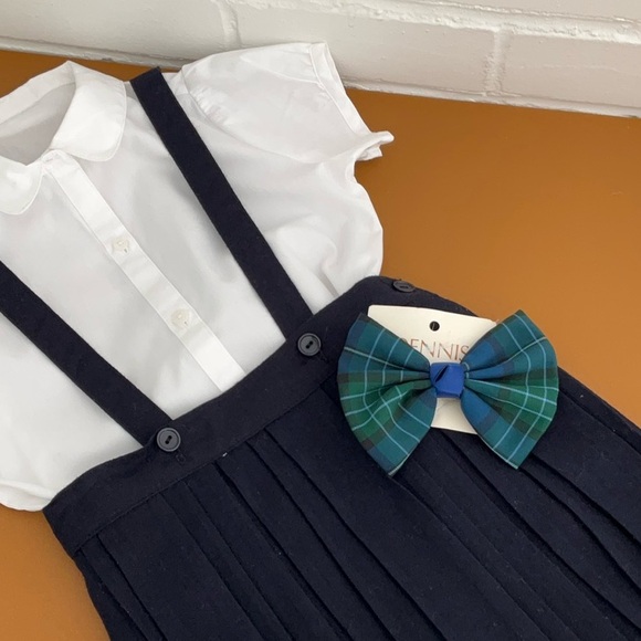 Set Of Classic Plaid Dennis School Uniform Hair Bows - Picture 7 of 7